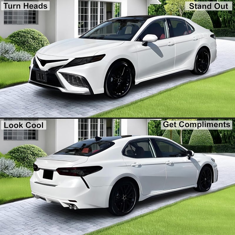 BOGAR TECH DESIGNS - Complete Full Headlight and Taillight Precut Overlay Tint Kit with Tools Compatible with Toyota Camry 2018-2024, Dark - Image 2